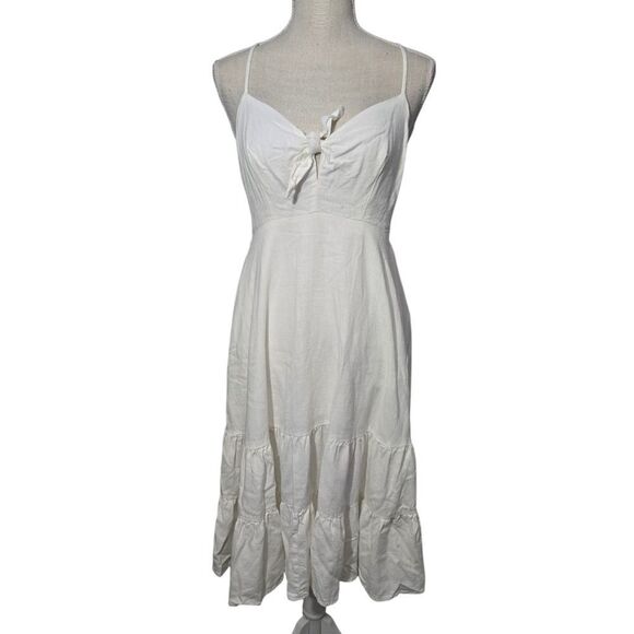 Aakaa Sleeveless Boho Style Midi Dress Eggshell White Sz L NWOT - Picture 1 of 7
